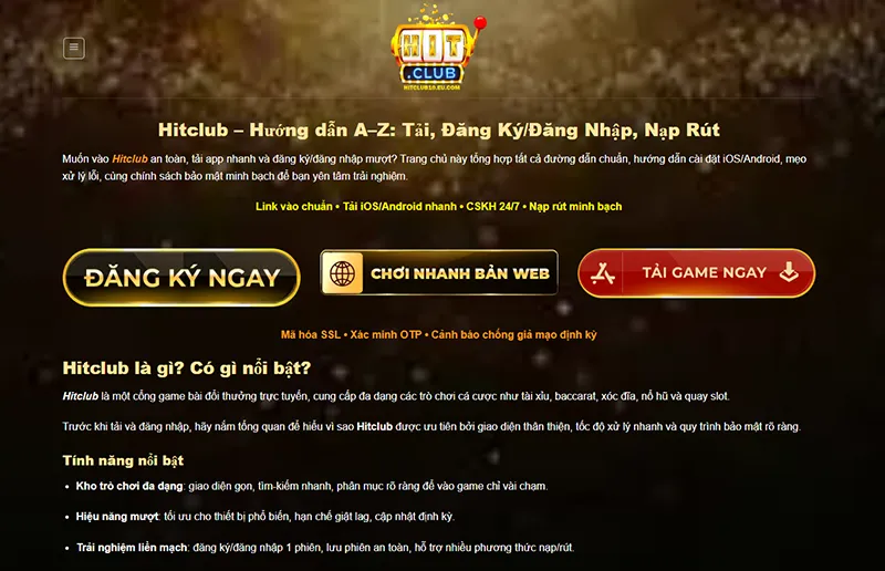 Trang Chủ Giao diện kiểm tra chứng chỉ SSL của Hitclub hiển thị thông tin bảo mật chi tiết